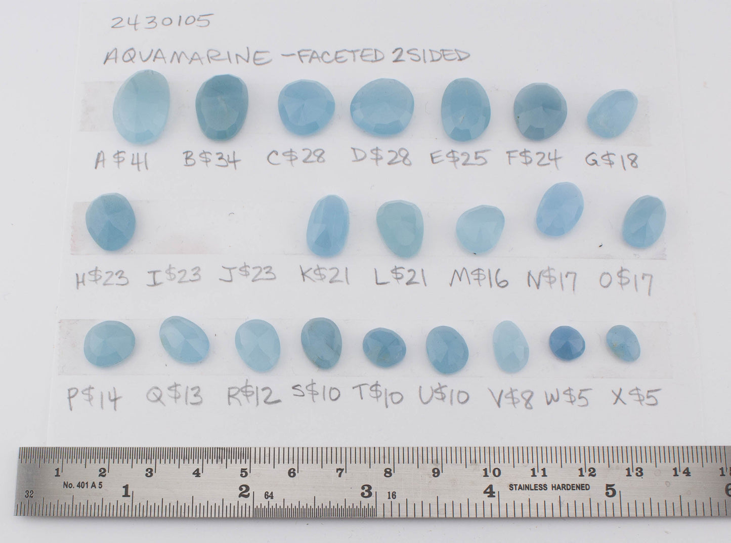 Aquamarine Faceted 2-Sided