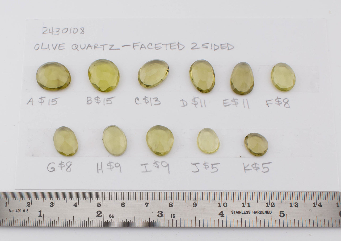 Olive Quartz Faceted 2-Sided