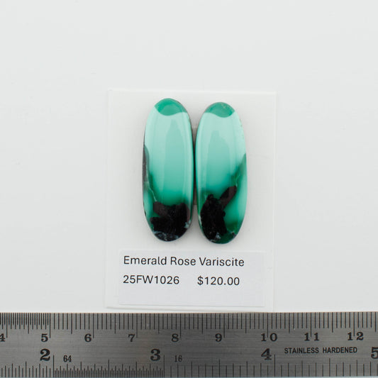 Emerald Rose Variscite Pairs