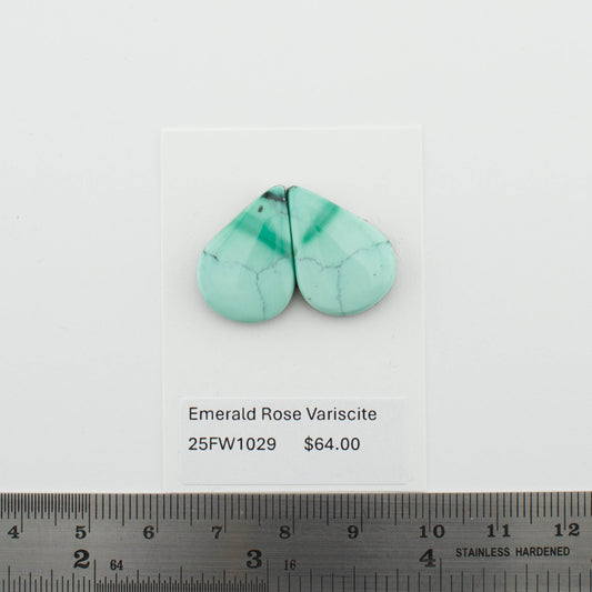 Emerald Rose Variscite Pairs