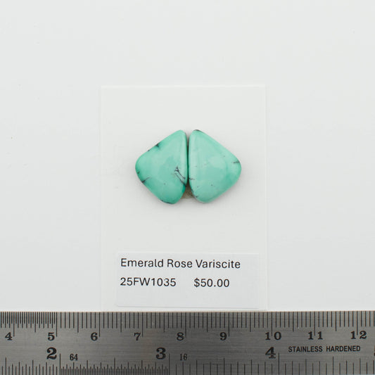 Emerald Rose Variscite Pairs