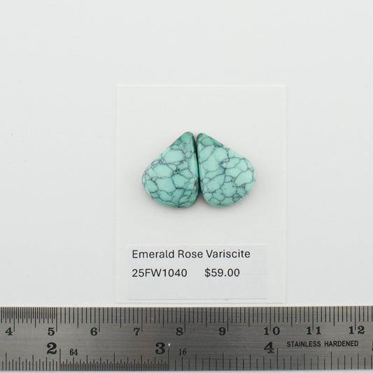 Emerald Rose Variscite Pairs