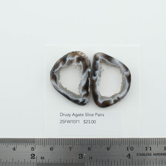 Druzy Agate Slice Pairs