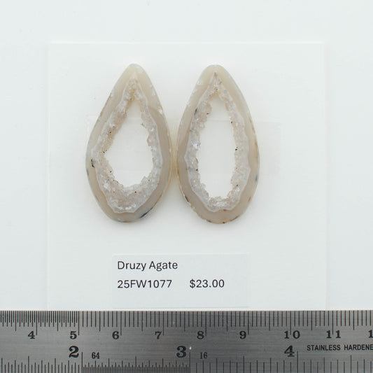 Druzy Agate Slice Pairs