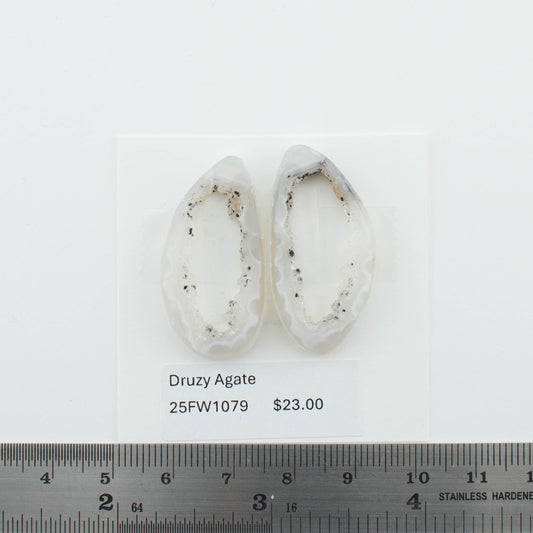 Druzy Agate Slice Pairs