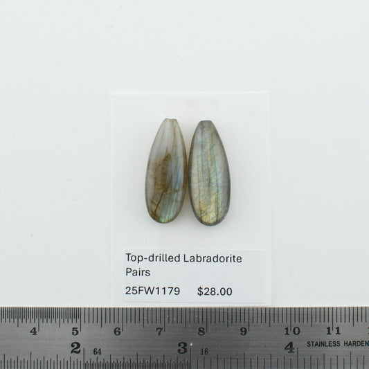 Top-drilled Labradorite Pairs