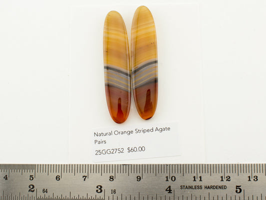 Natural Orange Striped Agate Pairs