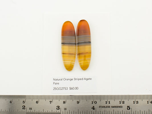 Natural Orange Striped Agate Pairs