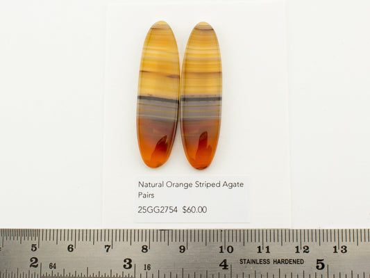 Natural Orange Striped Agate Pairs