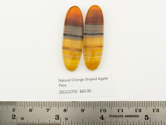 Natural Orange Striped Agate Pairs