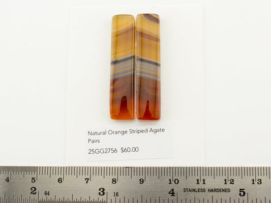 Natural Orange Striped Agate Pairs