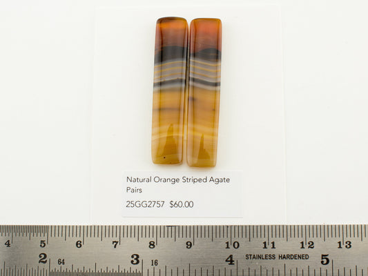 Natural Orange Striped Agate Pairs