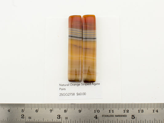 Natural Orange Striped Agate Pairs