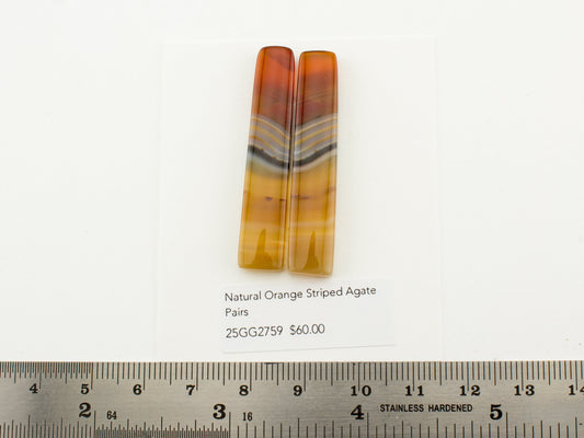 Natural Orange Striped Agate Pairs