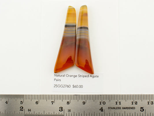Natural Orange Striped Agate Pairs