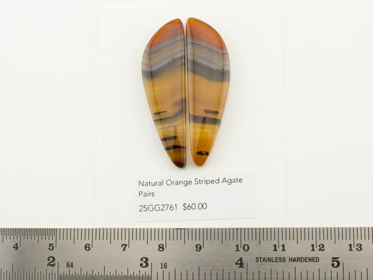 Natural Orange Striped Agate Pairs