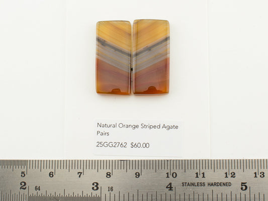 Natural Orange Striped Agate Pairs