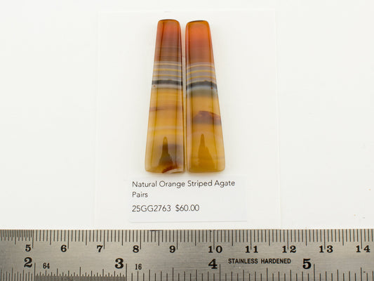 Natural Orange Striped Agate Pairs