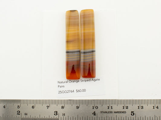 Natural Orange Striped Agate Pairs