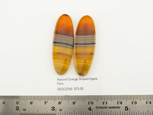 Natural Orange Striped Agate Pairs