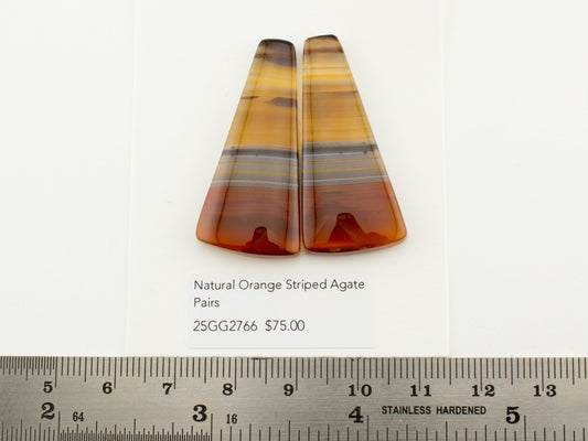 Natural Orange Striped Agate Pairs