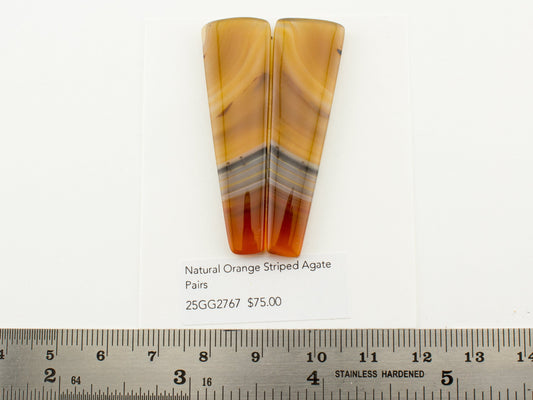 Natural Orange Striped Agate Pairs
