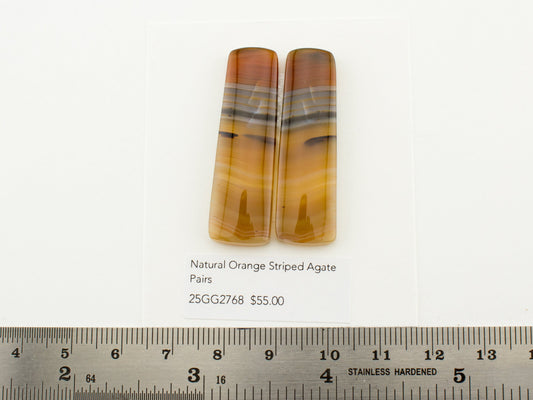 Natural Orange Striped Agate Pairs