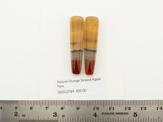 Natural Orange Striped Agate Pairs
