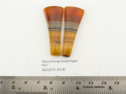 Natural Orange Striped Agate Pairs