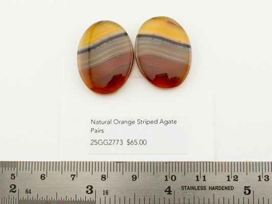 Natural Orange Striped Agate Pairs