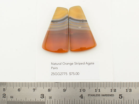 Natural Orange Striped Agate Pairs