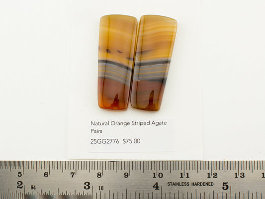 Natural Orange Striped Agate Pairs