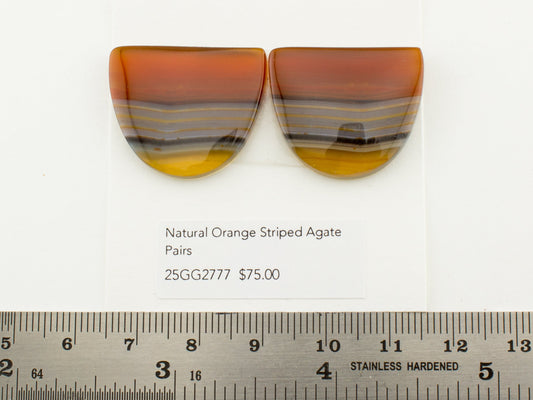 Natural Orange Striped Agate Pairs