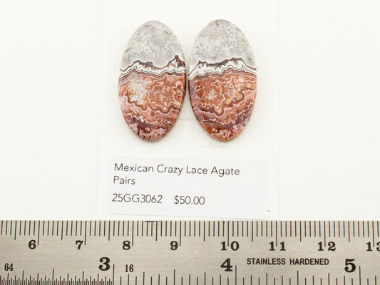 Mexican Crazy Lace Agate Pairs