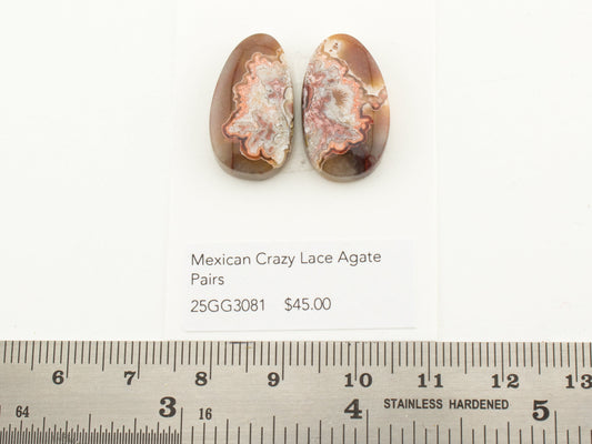 Mexican Crazy Lace Agate Pairs