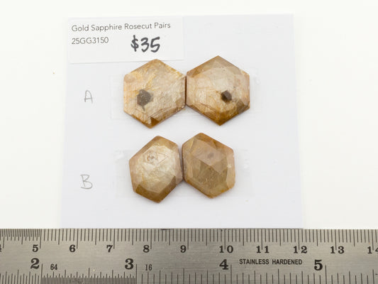 Gold Sapphire Rosecut Pairs