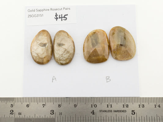 Gold Sapphire Rosecut Pairs