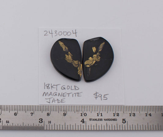 18 kt Magnetite Jade Pair