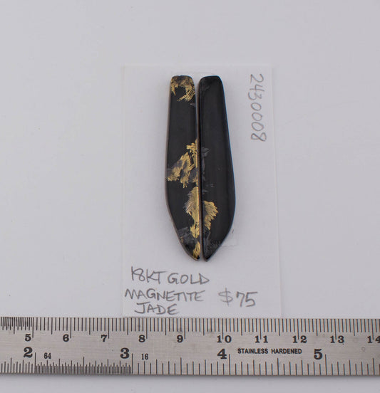 18 kt Magnetite Jade Pair