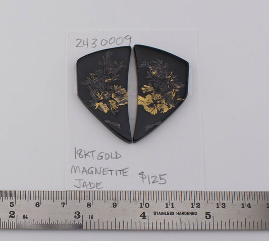 18 kt Magnetite Jade Pair