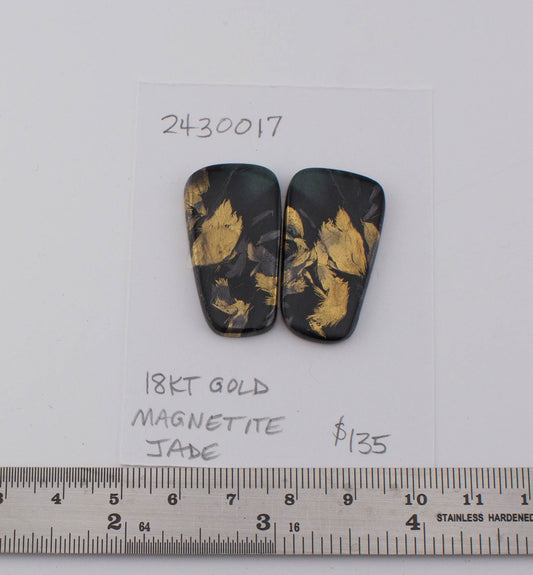 18 kt Magnetite Jade Pair