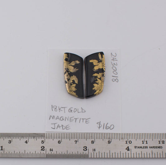 18 kt Magnetite Jade Pair