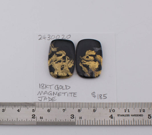 18 kt Magnetite Jade Pair