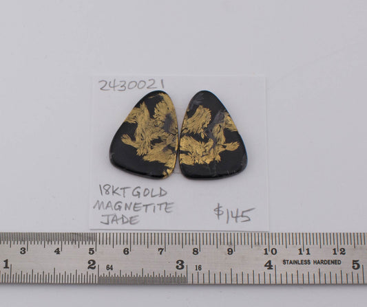 18 kt Magnetite Jade Pair