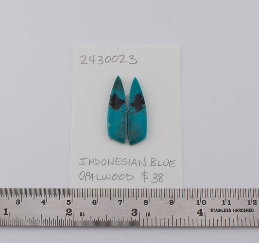 Indonesian Blue Opalwood Pair