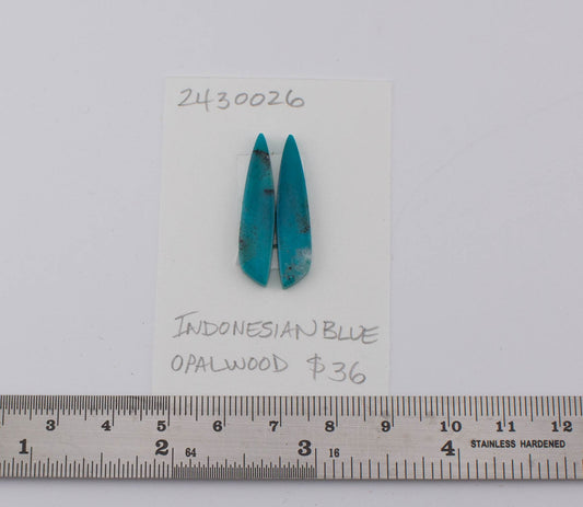 Indonesian Blue Opalwood Pair