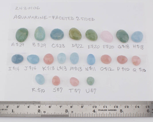 Aquamarine Faceted 2-Sided
