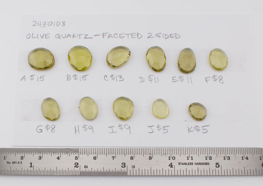 Olive Quartz Faceted 2-Sided